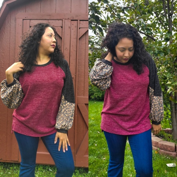 Leopard Poet Knit Sleeve Top - Picture 2 of 4